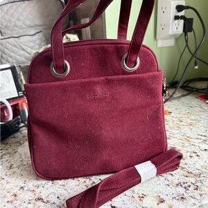 Esprit Burgundy Suede Shoulder Bag with Removable Strap
